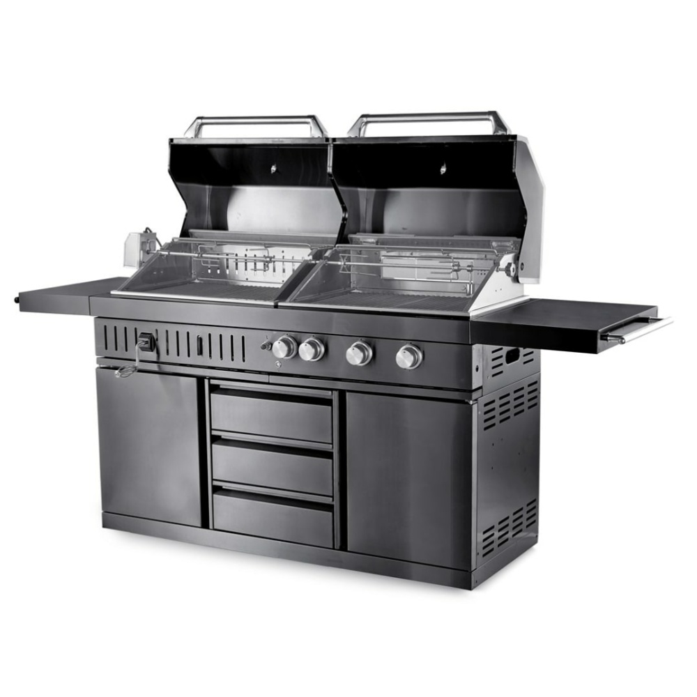 black collection free standing gas and charcoal grill 2