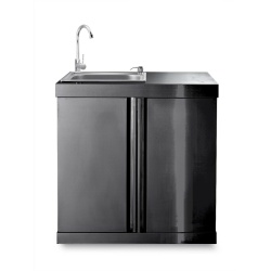 black collection module with sink unit and storage cabinet