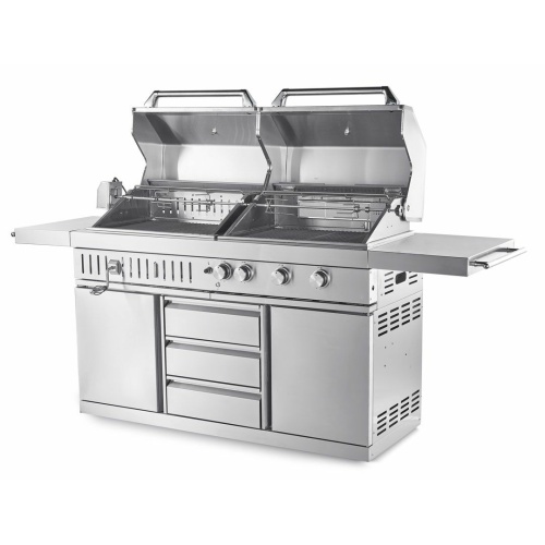 stainless collection free standing gas and charcoal grill 1 1