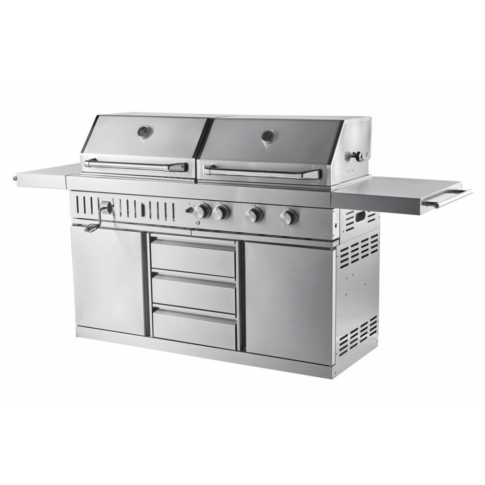 stainless collection free standing gas and charcoal grill 2 1